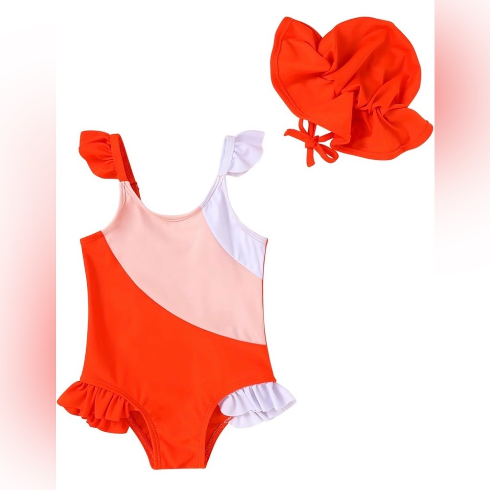 Toddler Swimsuit with Hat NWT